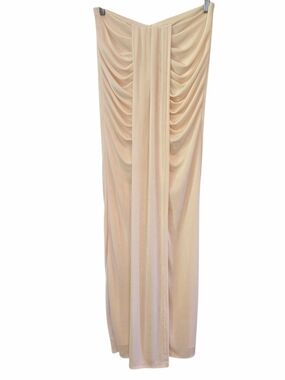Missguided XL Ivory Ruched Maxi Dress Sleeveless Bodycon Coquette Y2K Goddess